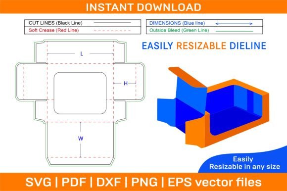 2 Side Window Amazing Box Die Cut Templ Graphics and Print Templates