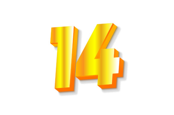 3D Text Design of Letter 14 Graphics for Handmade Projects