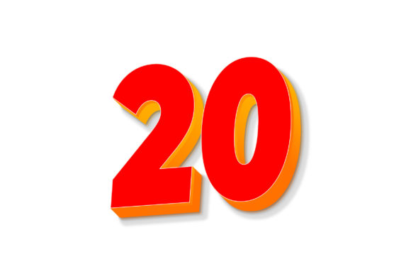 3D Text Design of Letter 20: A Professional Review for Graphic Templates and Graphics