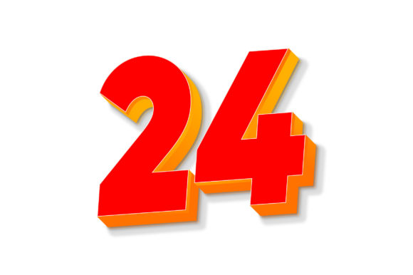 3D Text Design of Letter 24 Graphics for Editorial Use