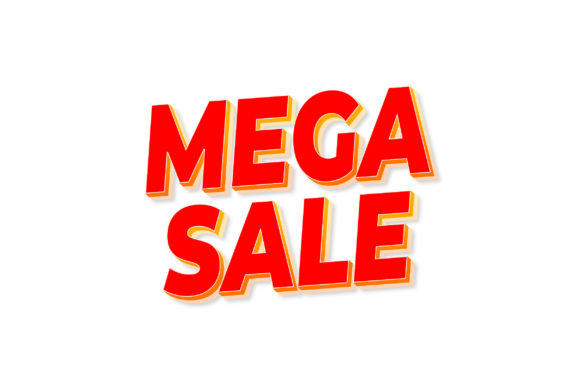 3D Text Design of Mega Sale Graphics and Graphic Templates