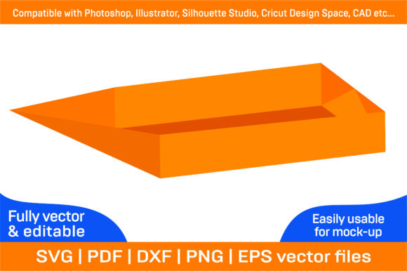 Boat Shaped Tray Dieline Template and 3D Graphics