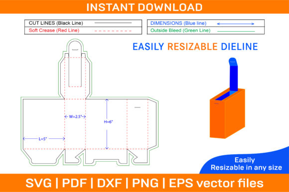 Box Packaging Dieline Template and 3D Bo Graphics and Print Templates