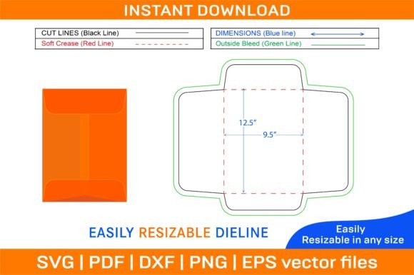 Catalog Envelope 9.5x12.5 Inch Die Cut Graphics and Print Templates