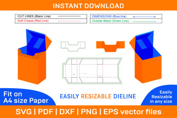 Cigarette Box Packaging Die Cut Template for Graphics and Print Templates