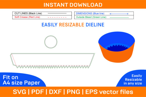 Circle Box Dieline Template and 3D Box Graphics
