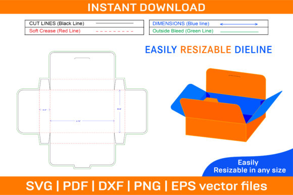 Corrugated Lock Bottom Carton Box Die Graphics and Print Templates