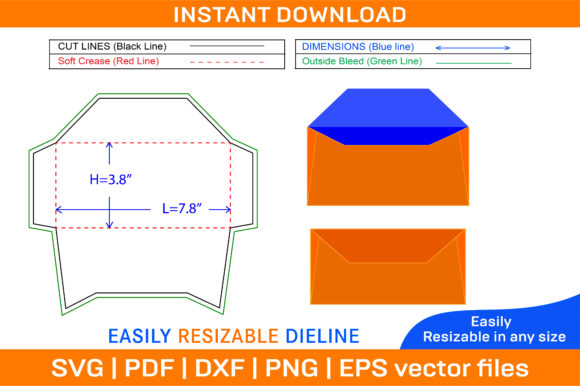 Creative Envelope Die Cut Template and 3 Graphics in Print Templates