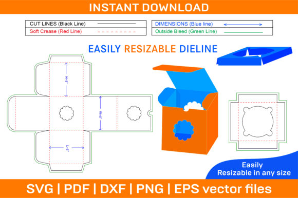 Cupcake Box Square Size with Window Graphics and Print Templates Review