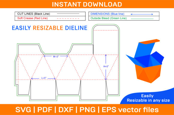 Diamond Shape Square Size Box Dieline: Graphics and Print Templates Review