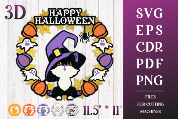 Halloween Door Sign with Black Cat 3D: Laser Cutting and Autumn Amp
