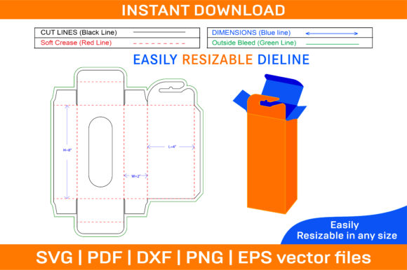 Hanging Cardboard Pencil Box with Window Graphics and Print Templates
