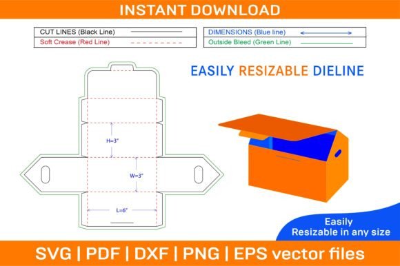 House Shaped Top Flip Box Dieline Templa