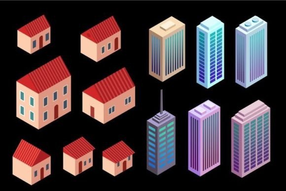 Houses and Skyscrapers Graphics and Illustrations Review