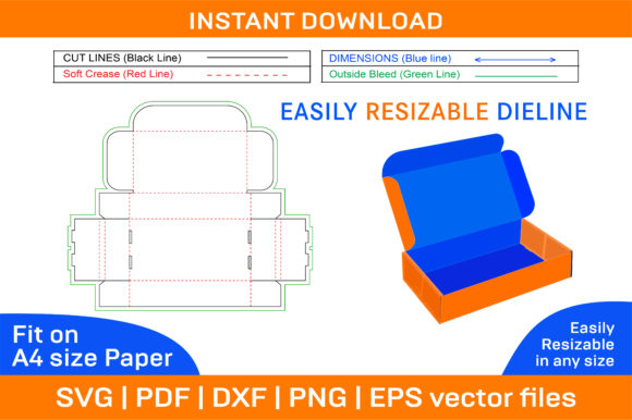 Mailer Shipping Box Dieline Template Graphics and Print Templates