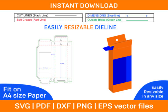 Marker Box with Hanger Dieline Template: A Practical Review for Graphics and Print Templates