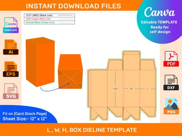 Medicine Box, Auto Bottom Lock Tuck Top Graphics and Print Templates