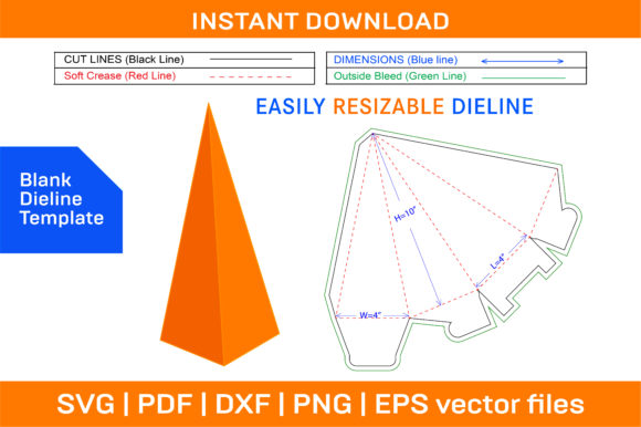 Pyramid Gift Box Dieline Template Vector Graphics and Print Templates