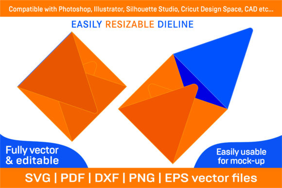 Star Envelope Dieline Template and 3D Graphics