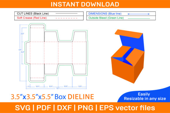 Straight Tuck End Airplane Style Box Die Graphics and Print Templates