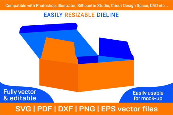 Toy Box, Straight Tuck End Box Dieline Graphics and Print Templates