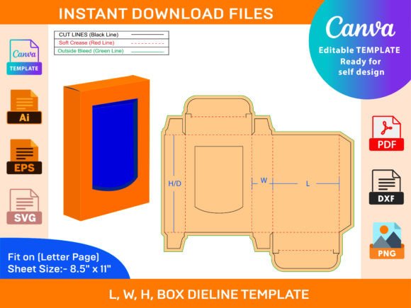 Tuck End Box with Transparent Window Box Graphics and Print Templates