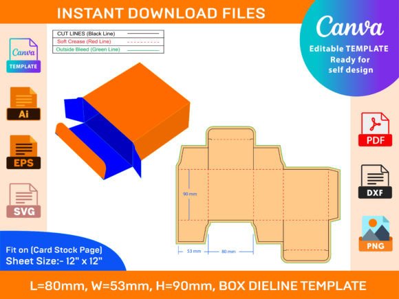 Tuck End Cosmetic Box Dieline Template: Graphics and Print Templates Review